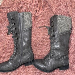 Gray Patrizia Lace-Up Boots